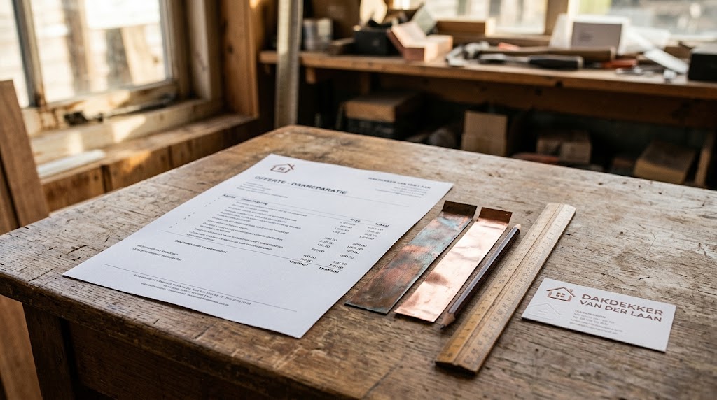 Dakpannen en gereedschap op een dakkap