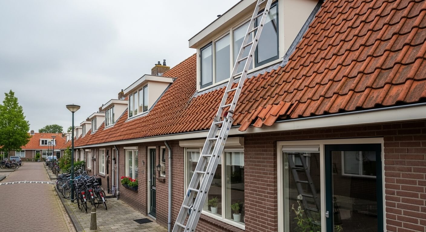 Nederlandse woonwijk met dakpannen