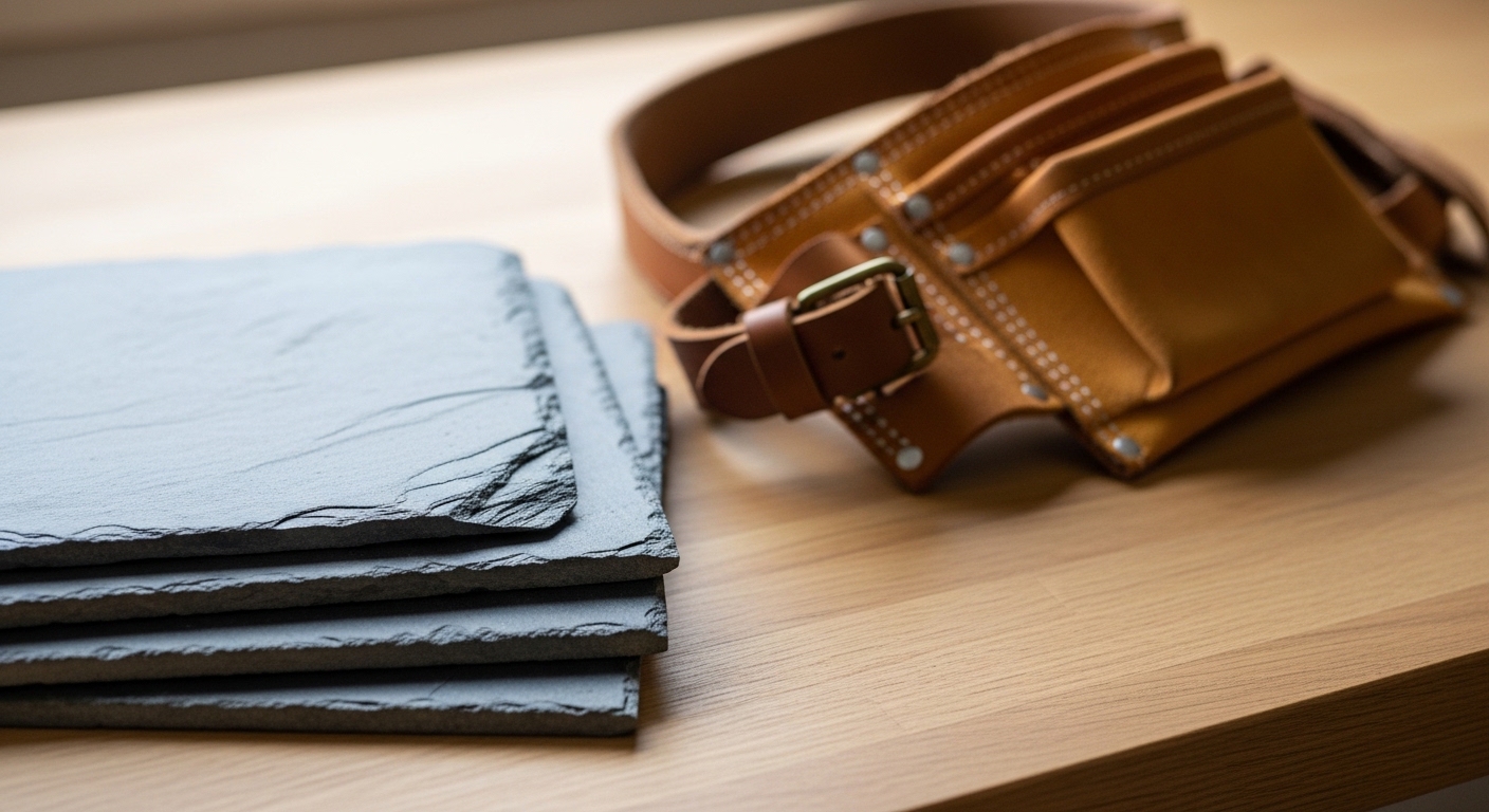 Dakdekker met klembord en pen, professionele werkomgeving