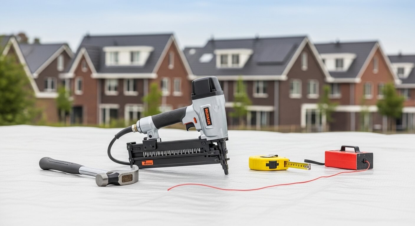 Professioneel dakdekgereedschap klaar voor gebruik