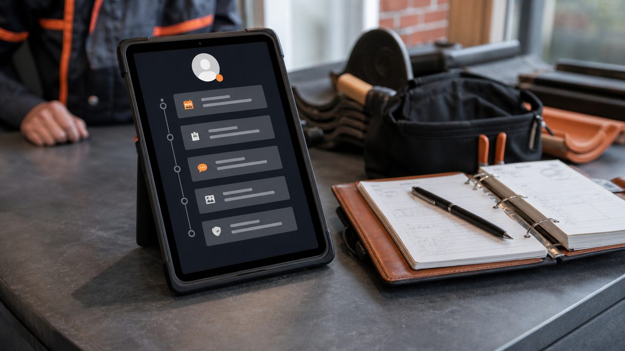 Klantprofiel met geschiedenis op tablet