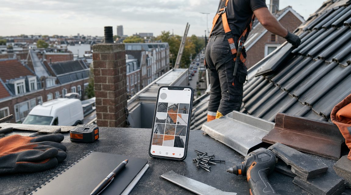 Instagram feed voor dakdekker op smartphone